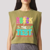 Rock The Test Testing Day Teacher Student Garment-Dyed Women's Muscle Tee