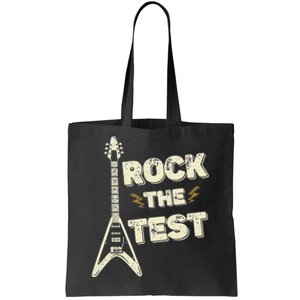 Rock The Test Guitar Testing Day Teacher Test Day Teacher Tote Bag