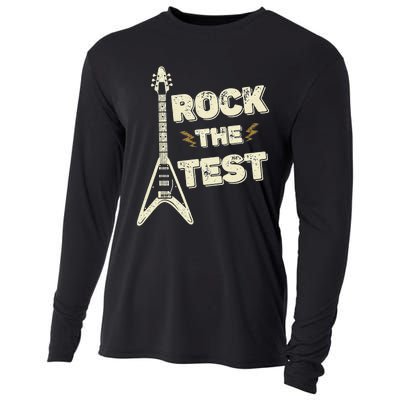 Rock The Test Guitar Testing Day Teacher Test Day Teacher Cooling Performance Long Sleeve Crew