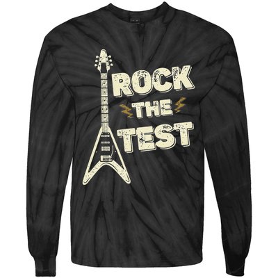 Rock The Test Guitar Testing Day Teacher Test Day Teacher Tie-Dye Long Sleeve Shirt