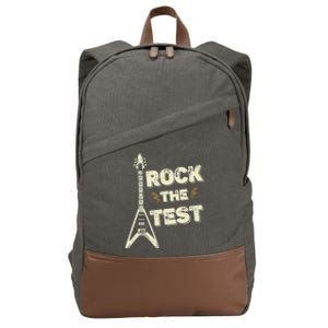 Rock The Test Guitar Testing Day Teacher Test Day Teacher Cotton Canvas Backpack