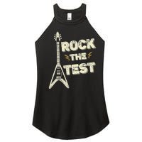 Rock The Test Guitar Teacher Test Day Testing Day Teacher Women’s Perfect Tri Rocker Tank