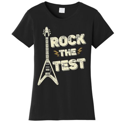 Rock The Test Guitar Teacher Test Day Testing Day Teacher Women's T-Shirt