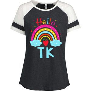 Rainbow Tk Teacher Transitional Kindergarten Back To School Enza Ladies Jersey Colorblock Tee