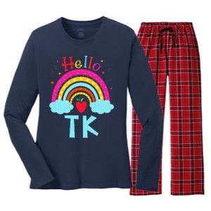 Rainbow Tk Teacher Transitional Kindergarten Back To School Women's Long Sleeve Flannel Pajama Set 