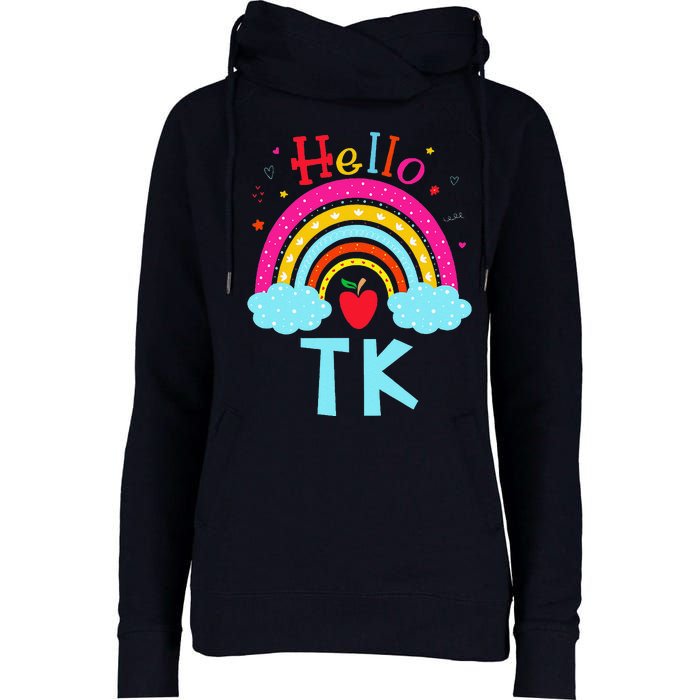 Rainbow Tk Teacher Transitional Kindergarten Back To School Womens Funnel Neck Pullover Hood