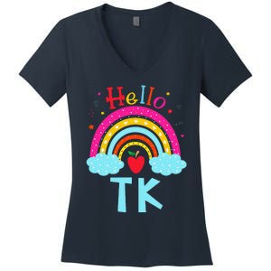 Rainbow Tk Teacher Transitional Kindergarten Back To School Women's V-Neck T-Shirt