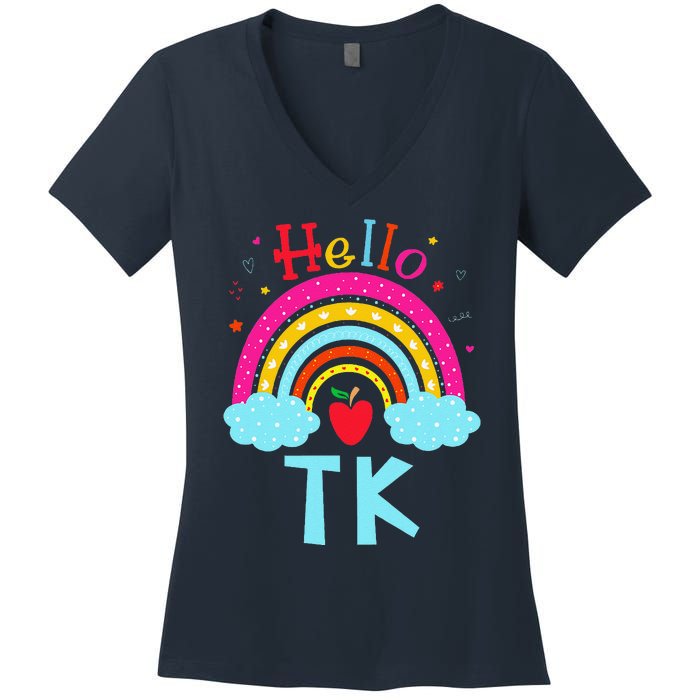 Rainbow Tk Teacher Transitional Kindergarten Back To School Women's V-Neck T-Shirt