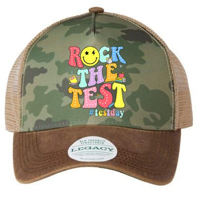 Rock The Test Testing Day Retro Motivational Teacher Student Legacy Tie Dye Trucker Hat
