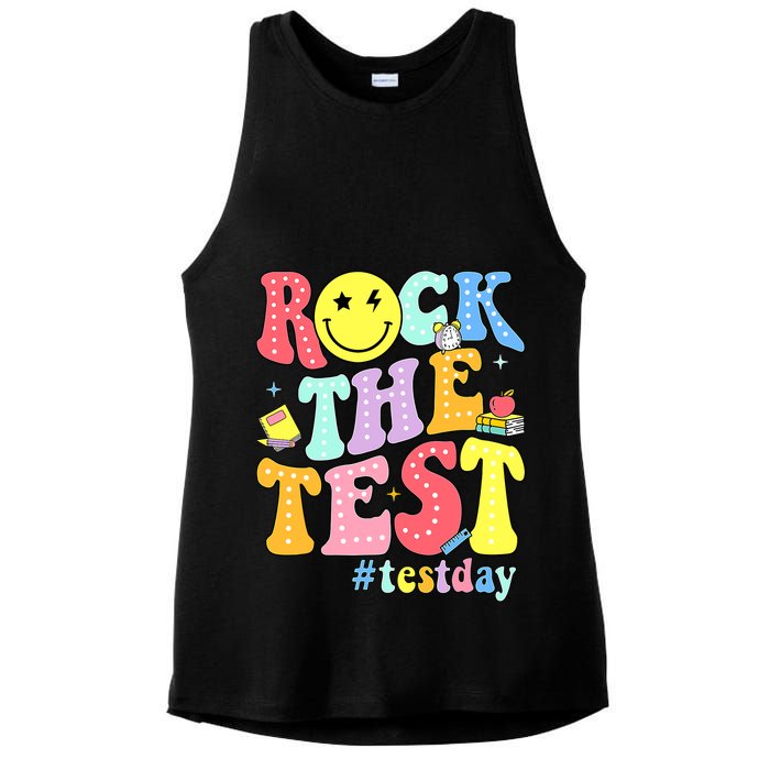 Rock The Test Testing Day Retro Motivational Teacher Student Ladies PosiCharge Tri-Blend Wicking Tank