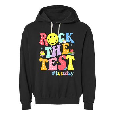 Rock The Test Testing Day Retro Motivational Teacher Student Garment-Dyed Fleece Hoodie