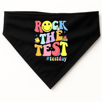 Rock The Test Testing Day Retro Motivational Teacher Student USA-Made Doggie Bandana