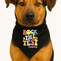 Rock The Test Testing Day Retro Motivational Teacher Student USA-Made Doggie Bandana
