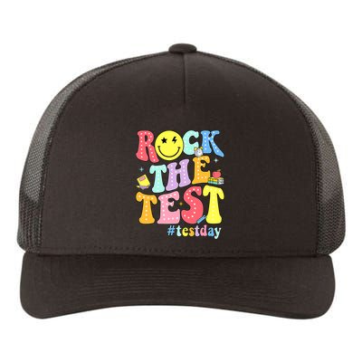 Rock The Test Testing Day Retro Motivational Teacher Student Yupoong Adult 5-Panel Trucker Hat