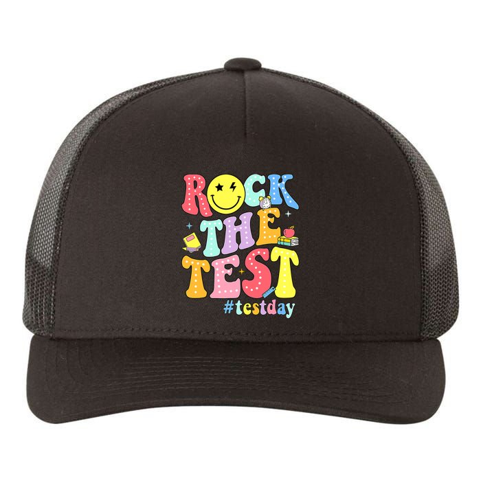 Rock The Test Testing Day Retro Motivational Teacher Student Yupoong Adult 5-Panel Trucker Hat