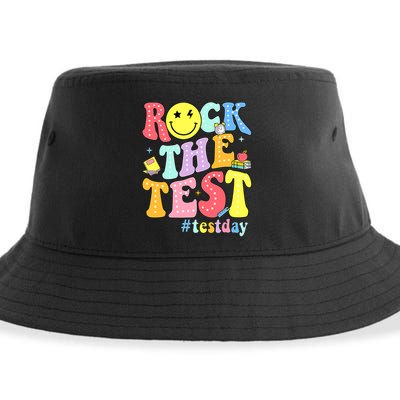 Rock The Test Testing Day Retro Motivational Teacher Student Sustainable Bucket Hat
