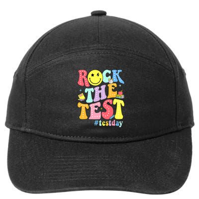 Rock The Test Testing Day Retro Motivational Teacher Student 7-Panel Snapback Hat