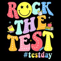 Rock The Test Testing Day Retro Motivational Teacher Student 7-Panel Snapback Hat