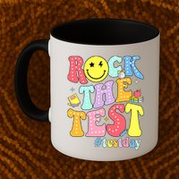 Rock The Test Testing Day Retro Motivational Teacher Student Mug