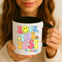 Rock The Test Testing Day Retro Motivational Teacher Student Mug