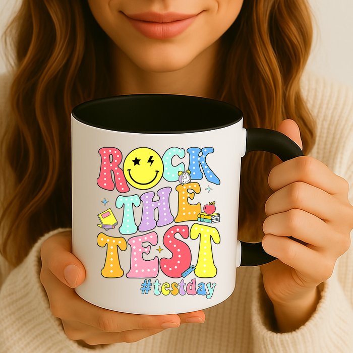 Rock The Test Testing Day Retro Motivational Teacher Student Mug