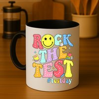 Rock The Test Testing Day Retro Motivational Teacher Student Mug