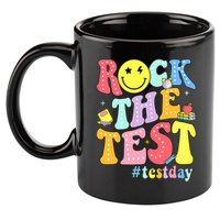 Rock The Test Testing Day Retro Motivational Teacher Student 11oz C Handle Ceramic Mug