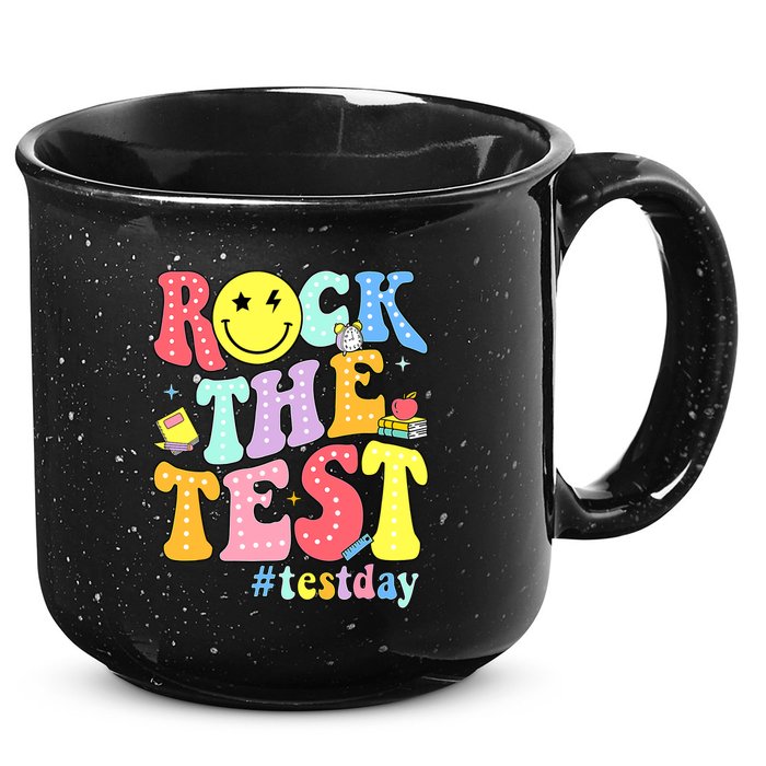Rock The Test Testing Day Retro Motivational Teacher Student 15oz Campfire Ceramic Mug