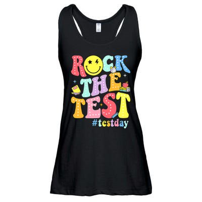 Rock The Test Testing Day Retro Motivational Teacher Student Ladies Essential Flowy Tank