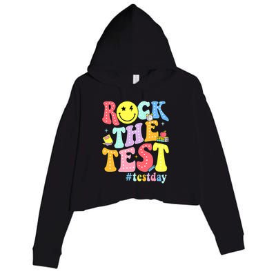 Rock The Test Testing Day Retro Motivational Teacher Student Crop Fleece Hoodie