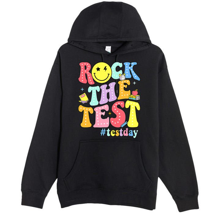 Rock The Test Testing Day Retro Motivational Teacher Student Premium Pullover Hoodie