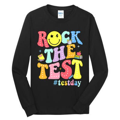 Rock The Test Testing Day Retro Motivational Teacher Student Tall Long Sleeve T-Shirt