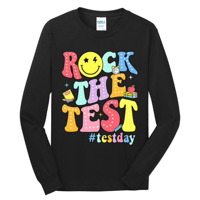 Rock The Test Testing Day Retro Motivational Teacher Student Tall Long Sleeve T-Shirt