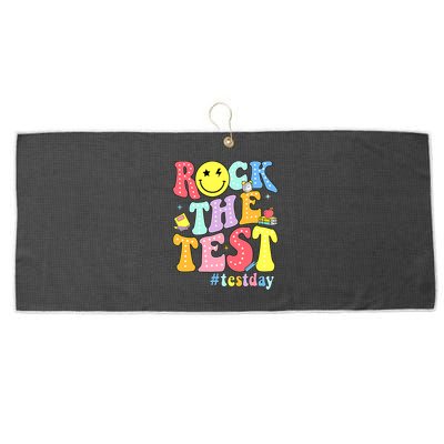 Rock The Test Testing Day Retro Motivational Teacher Student Large Microfiber Waffle Golf Towel