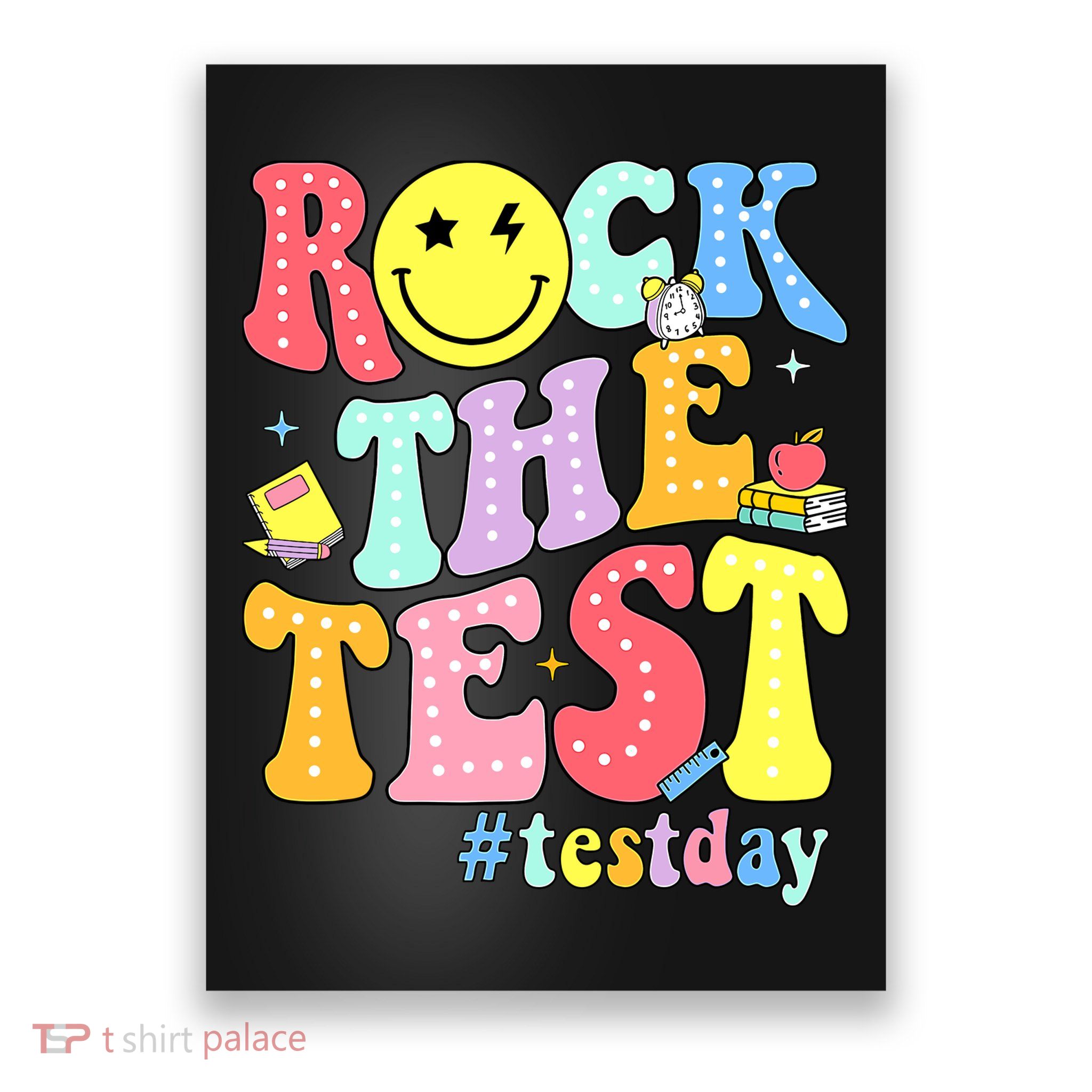 Rock The Test Testing Day Retro Motivational Teacher Student Poster