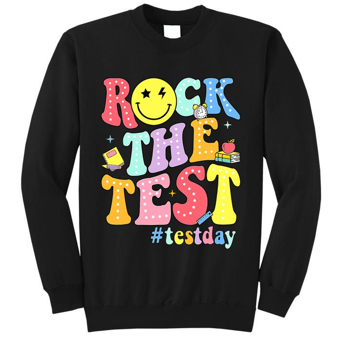 Rock The Test Testing Day Retro Motivational Teacher Student Tall Sweatshirt
