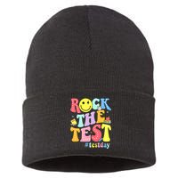 Rock The Test Testing Day Retro Motivational Teacher Student Sustainable Knit Beanie