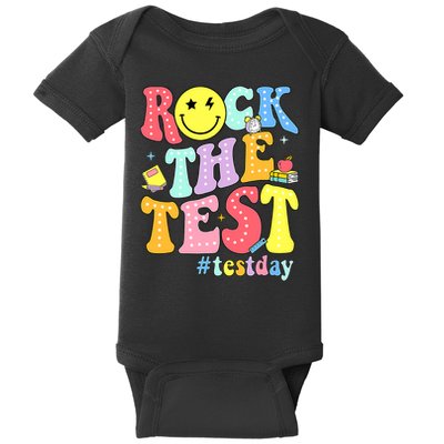 Rock The Test Testing Day Retro Motivational Teacher Student Baby Bodysuit
