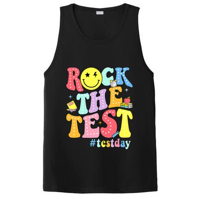 Rock The Test Testing Day Retro Motivational Teacher Student PosiCharge Competitor Tank