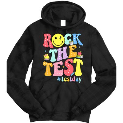 Rock The Test Testing Day Retro Motivational Teacher Student Tie Dye Hoodie