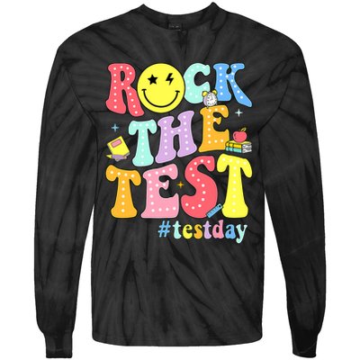 Rock The Test Testing Day Retro Motivational Teacher Student Tie-Dye Long Sleeve Shirt