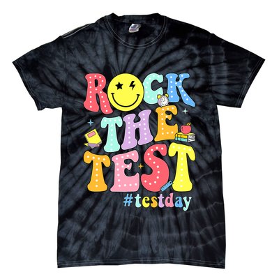 Rock The Test Testing Day Retro Motivational Teacher Student Tie-Dye T-Shirt