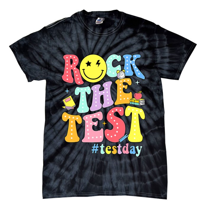 Rock The Test Testing Day Retro Motivational Teacher Student Tie-Dye T-Shirt