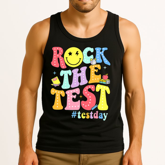 Rock The Test Testing Day Retro Motivational Teacher Student Tank Top