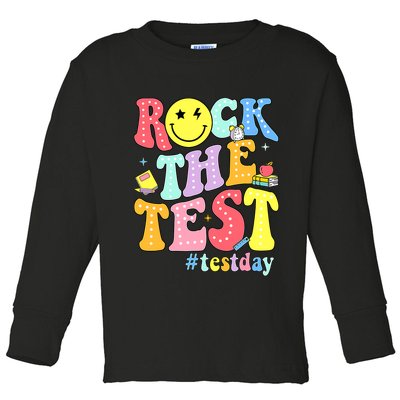 Rock The Test Testing Day Retro Motivational Teacher Student Toddler Long Sleeve Shirt