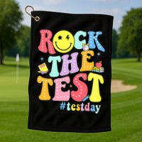 Rock The Test Testing Day Retro Motivational Teacher Student Golf Towel