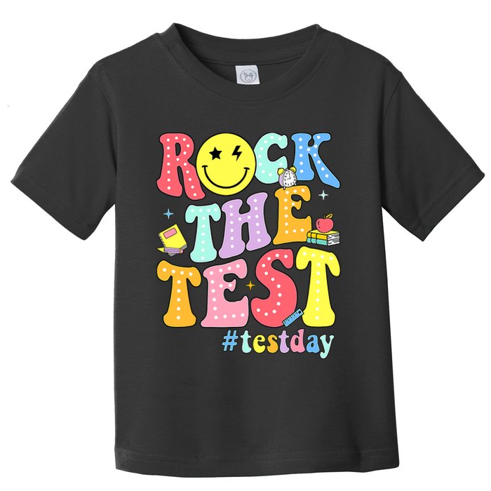 Rock The Test Testing Day Retro Motivational Teacher Student Toddler T-Shirt