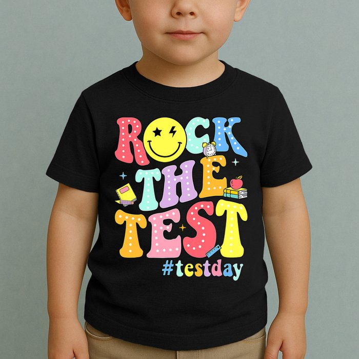 Rock The Test Testing Day Retro Motivational Teacher Student Toddler T-Shirt