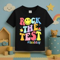 Rock The Test Testing Day Retro Motivational Teacher Student Toddler T-Shirt