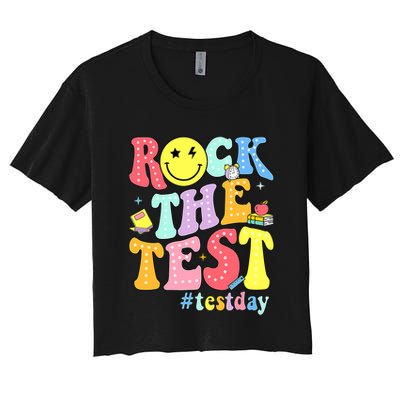 Rock The Test Testing Day Retro Motivational Teacher Student Crop Top